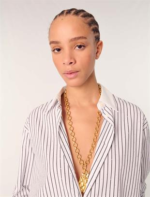 Taşlı Çizgili Gömlek