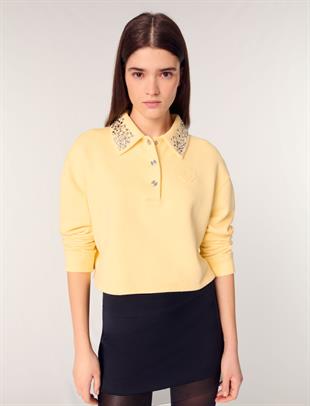 Taşlı Yakalı Sweatshirt