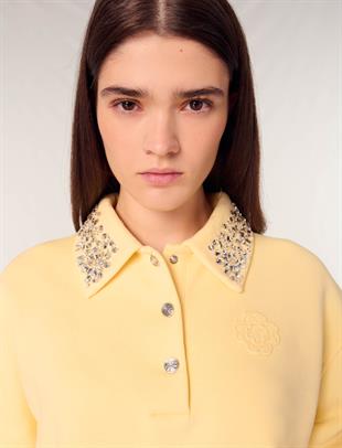 Taşlı Yakalı Sweatshirt
