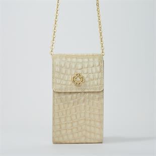 Timsah Derisi Efektli Telefon Çantası