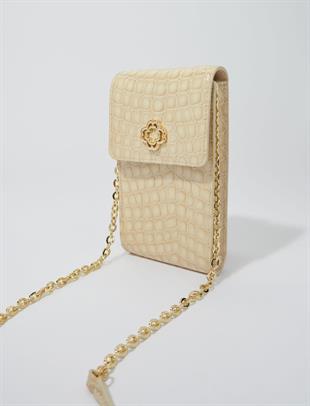 Timsah Derisi Efektli Telefon Çantası