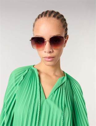 Yeşil Pilili Kısa Bluz