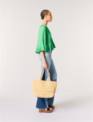 Yeşil Pilili Kısa Bluz