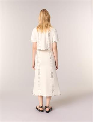 Zımba Detaylı Midi Triko Etek