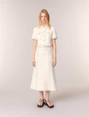 Zımba Detaylı Midi Triko Etek