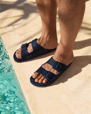 Çift Bantlı Lacivert Erkek Terlik