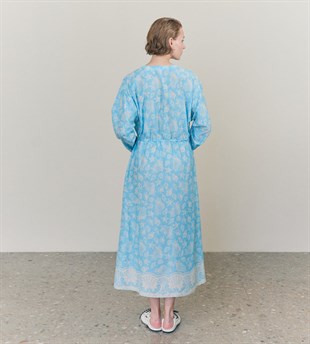 Mavi Midi Pamuk Elbise