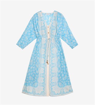 Mavi Midi Pamuk Elbise