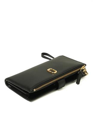 Siyah Fermuar Kapamalı Küçük Çanta/Cüzdan