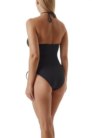 Boyundan Bağlamalı Siyah Mayo