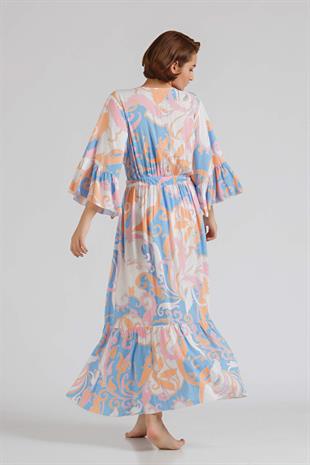 MELISSA ODABASH Önü Açık Kuşaklı Uzun Kaftan