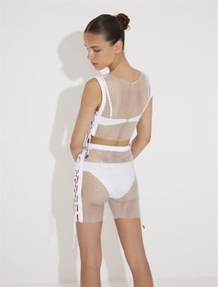 Beyaz Taş Geçişli Bluz