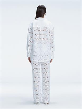 Beyaz Yüksek Bel Pantolon