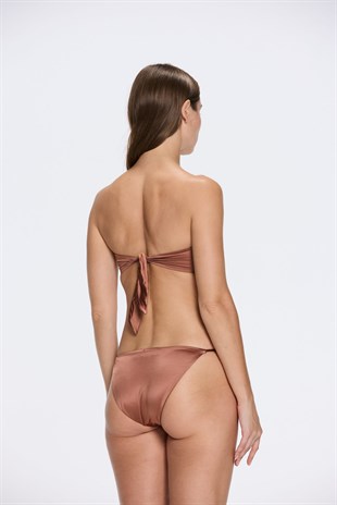 Kahverengi Metal Tokalı Bikini Üstü