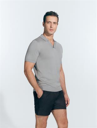 Mark Gri Triko Polo Yaka T-shirt