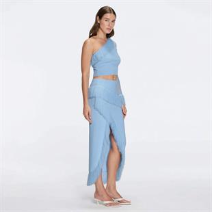 Mavi Asimetrik Kesim Bluz