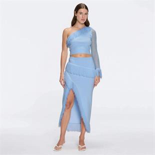 Mavi Asimetrik Kesim Bluz