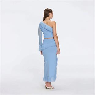 Mavi Asimetrik Kesim Bluz