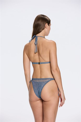Mavi Işıltılı Bikini Altı