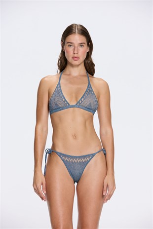 Mavi Işıltılı Bikini Altı
