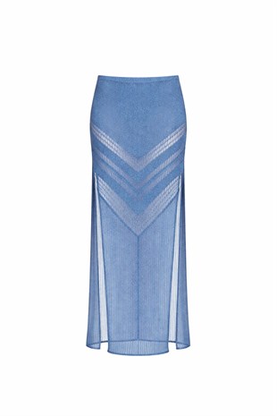 Mavi Işıltılı Uzun Etek