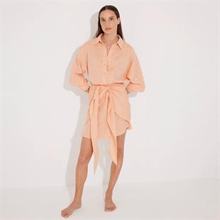 Önden Bağlamalı Gömlek Elbise