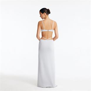 Silver Cut Out Desenli Uzun Elbise