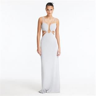 Silver Cut Out Desenli Uzun Elbise