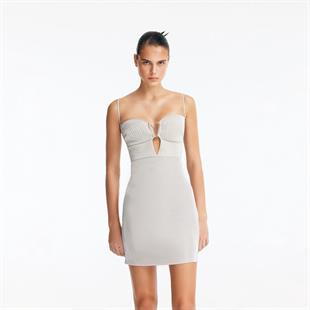 Silver Cut Out Detaylı Mini Elbise