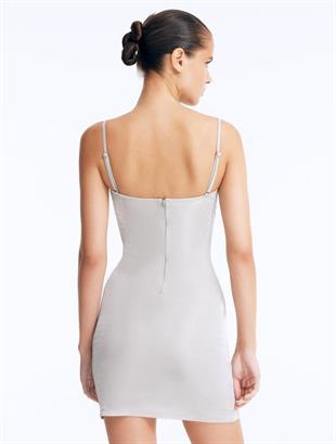 Silver Cut Out Detaylı Mini Elbise