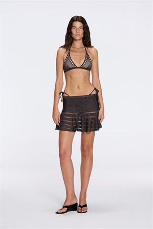 Siyah Işıltılı Mini Etek