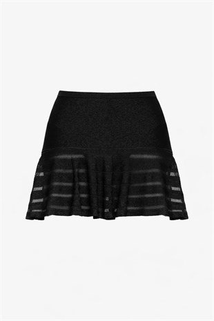 Siyah Işıltılı Mini Etek