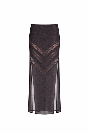 Siyah Işıltılı Uzun Etek