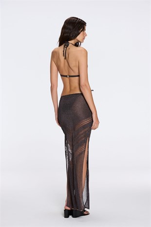 Siyah Işıltılı Uzun Etek