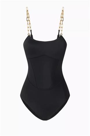 Siyah Zincir Askılı Mayo