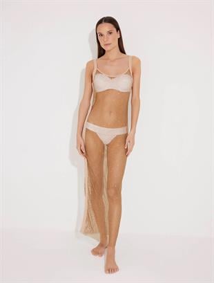 Triana Taşlı Bej Plaj Elbise