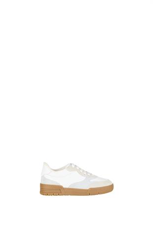Gri Süet Geçişli Beyaz Sneaker