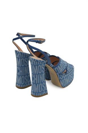 Mavi Logo Topuklu Sandalet