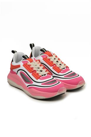 Pembe File Geçişli Kadın Sneaker
