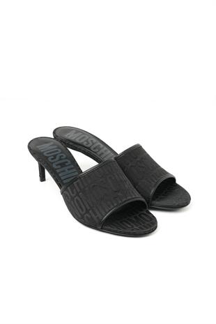 Siyah Logo Topuklu Terlik