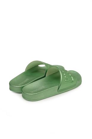 Yeşil Metalik Platform Tabanlı Terlik