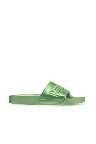 Yeşil Metalik Platform Tabanlı Terlik