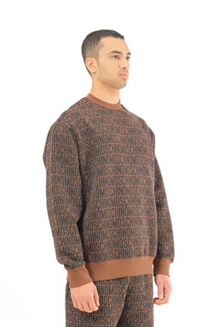Kahverengi Logo Erkek Sweatshirt