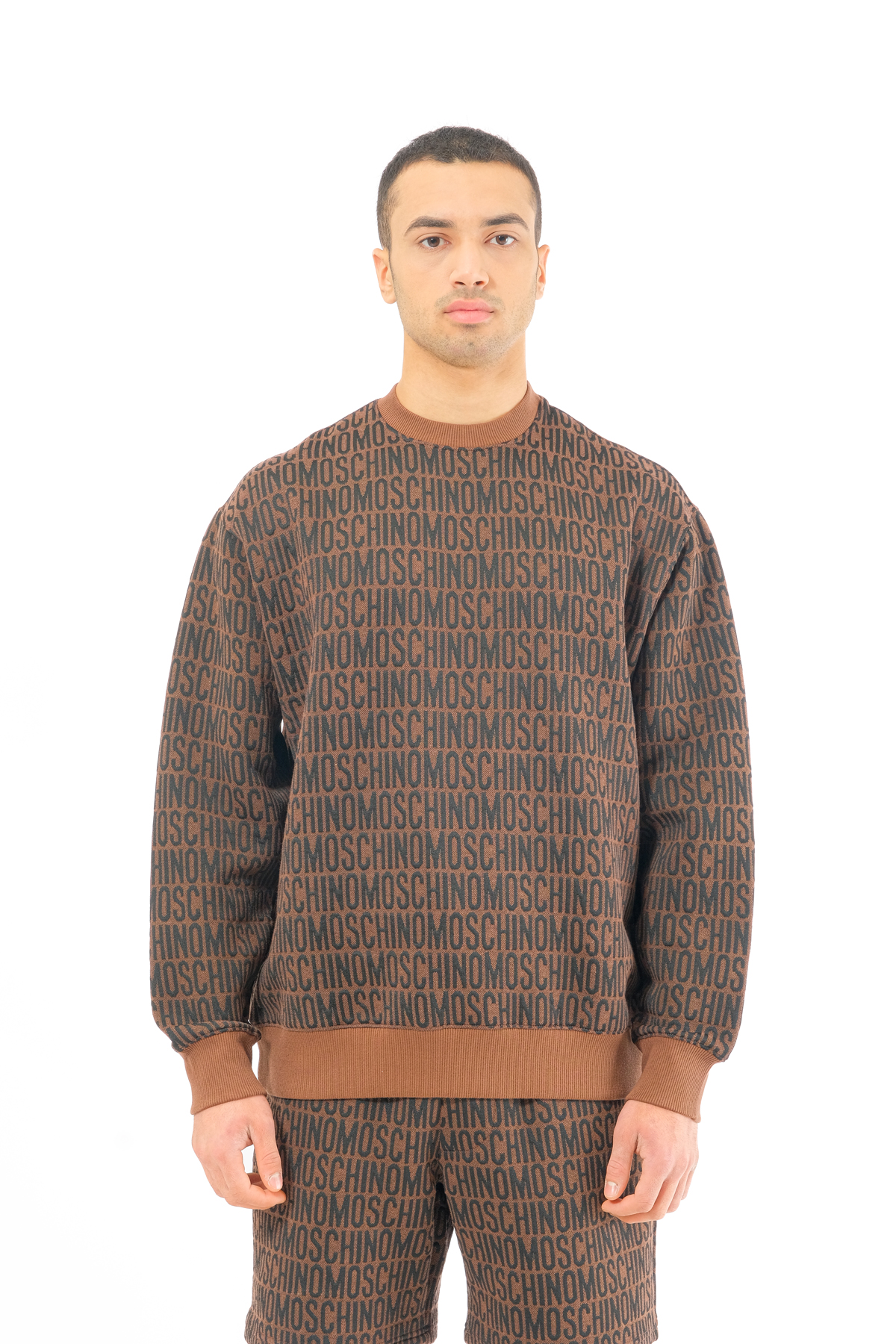 Kahverengi Logo Erkek Sweatshirt