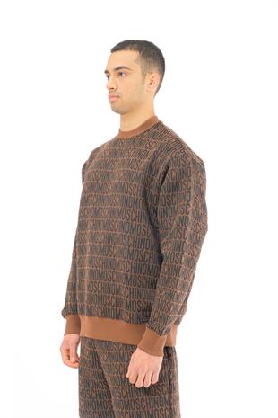 Kahverengi Logo Erkek Sweatshirt