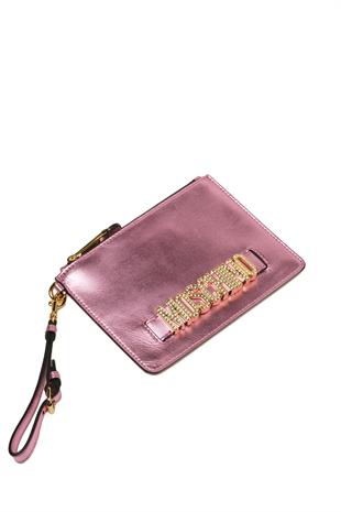 Metalik Pembe Logo Detaylı Portföy Çanta