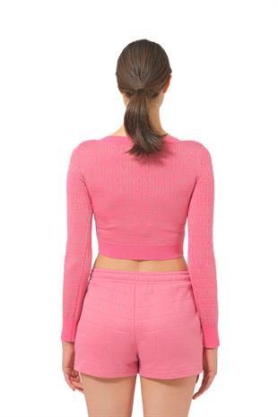 Pembe Logo Crop Triko
