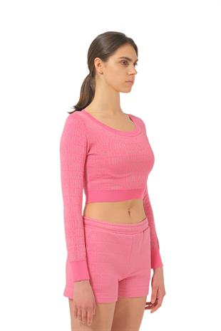 Pembe Logo Crop Triko