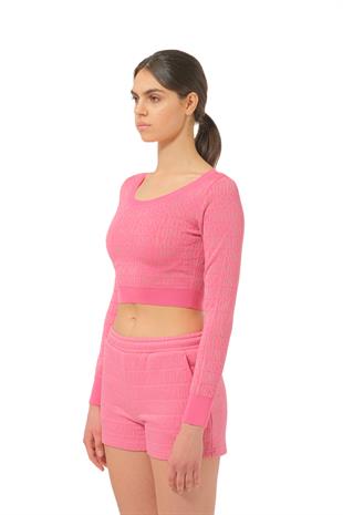 Pembe Logo Crop Triko