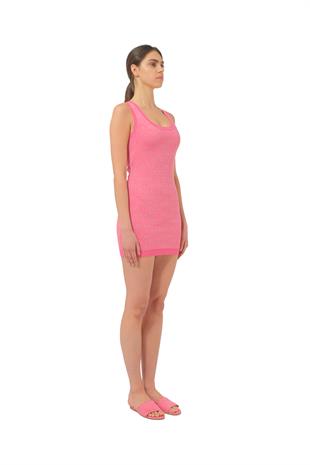 Pembe Logo Triko Mini Elbise